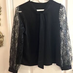 Elegant Black Lace Sleeve Women's Top